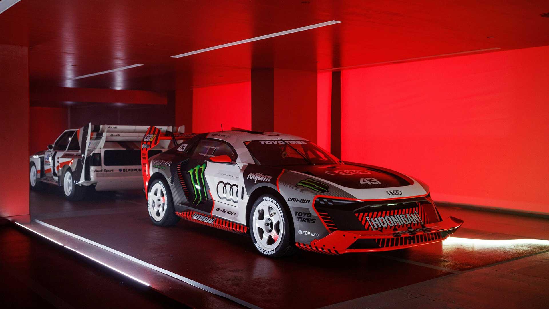 Ken Block Gymkhana Las Vegas Audi S1 Hoonitron voor Audi Quattro rally groep B
