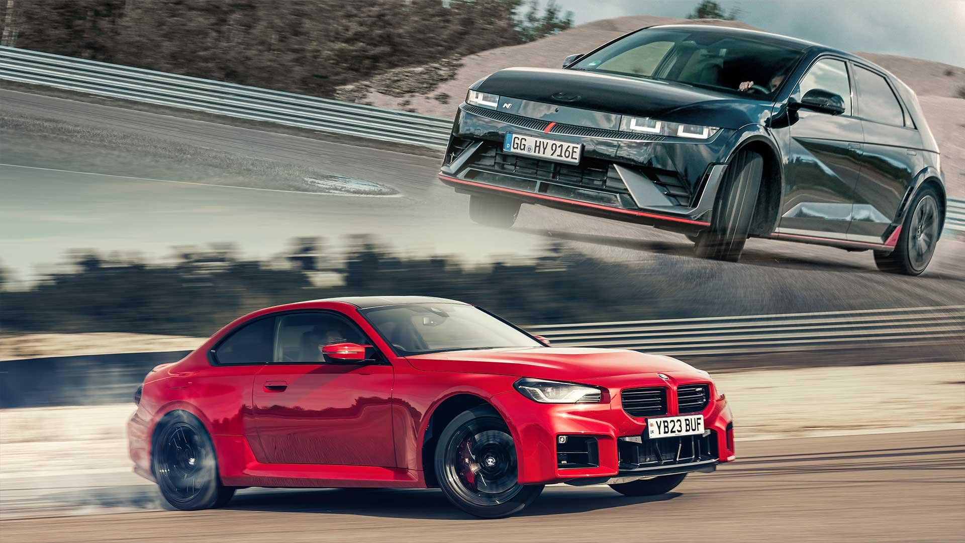 Hyundai Ioniq 5 N drift en BMW M2 drift