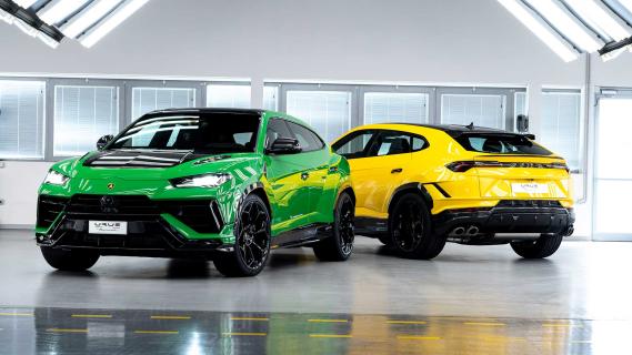 Lamborghini Urus Performante schuin voor en achter