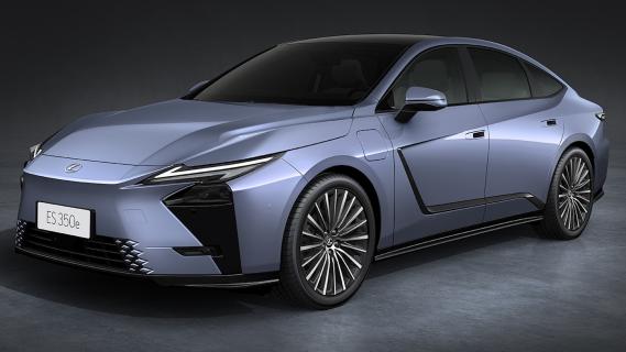 Lexus ES 350e blauw 92025) zijkant links schuin voor